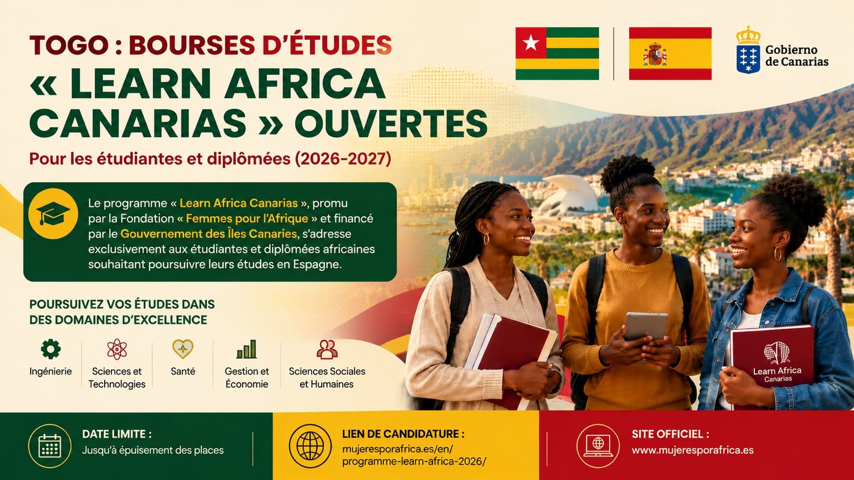 LANCEMENT DU PROGRAMME DE BOURSES « LEARN AFRICA CANARIAS » POUR LES ÉTUDIANTES ET DIPLÔMÉES