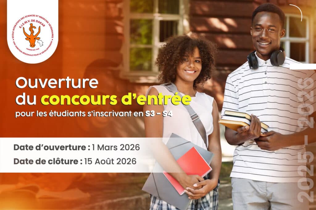 Bourse d'études à l'EISMV de Dakar pour les nouveaux bacheliers togolais 2026 🇹🇬🇸🇳